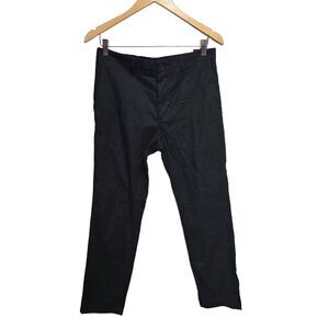Theory Womens Black Cotton High Rise Straight Leg Dress Pants 30